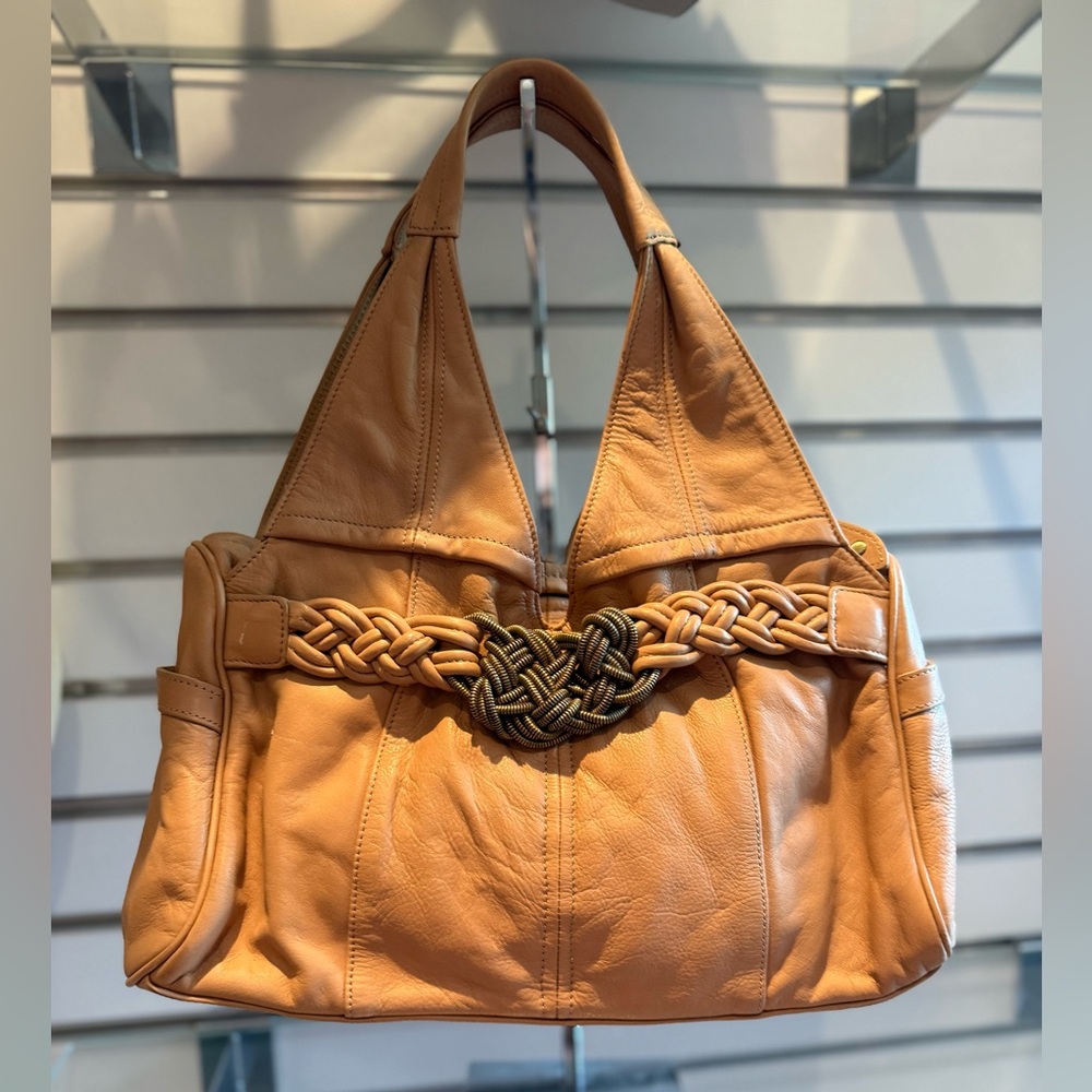 New Aqua Madonna Tan Leather Braided Women's Bag - Designer Direct